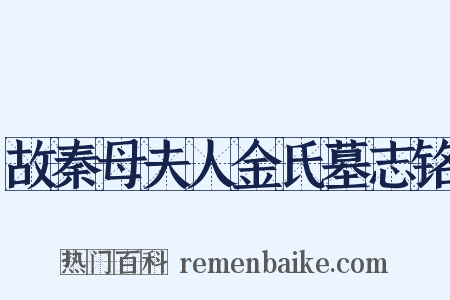 故秦母夫人金氏墓志铭是什么意思的图片